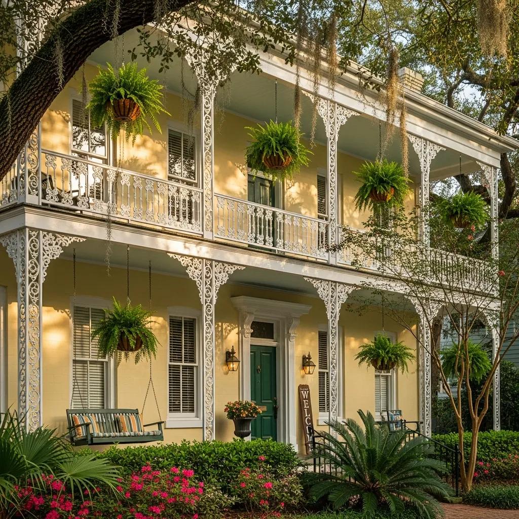 Charming Savannah apartment exterior with Southern architecture and lush greenery