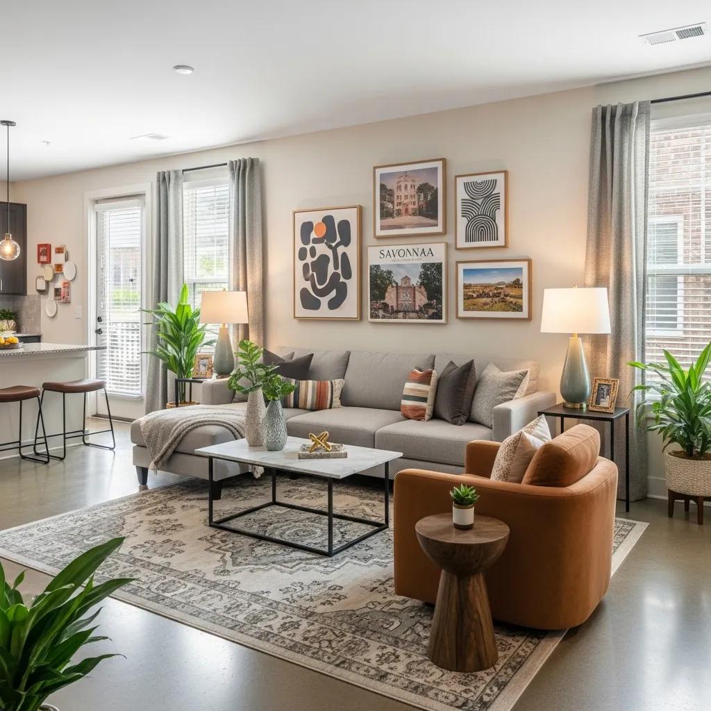 Contemporary Savannah apartment interior with tasteful furnishings and natural light